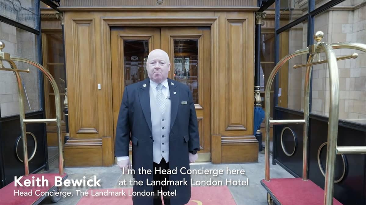 Image of Head Concierge, Keith Bewick outside The Landmark London Hotel