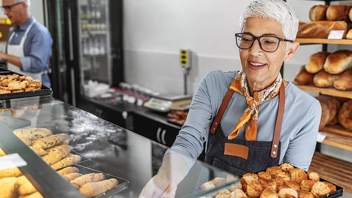 A woman in a bakery