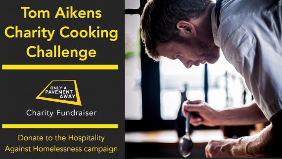 Chef Tom Aikens preparing a meal for the Only a Pavement Away Cooking Challenge