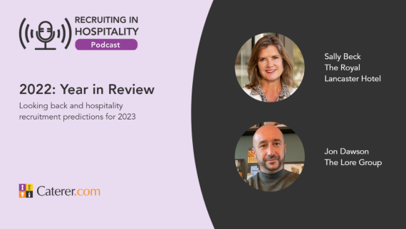 Image of our podcast guests: Sally Beck General Manager at the Royal Lancaster Hotel and Jon Dawson Group Director of People Development at The Lore Group